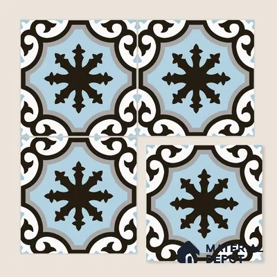 Multifired Moroccan Floor & Wall Tile TL 07956 B Graphite Lace 12 x 12 inch Vitrified Matte Finish - 9 mm | Suitable for Living Room, Bathroom, Kitchen & Backsplash