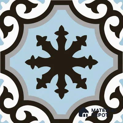 Multifired Moroccan Floor & Wall Tile TL 07956 B Graphite Lace 12 x 12 inch Vitrified Matte Finish - 9 mm | Suitable for Living Room, Bathroom, Kitchen & Backsplash
