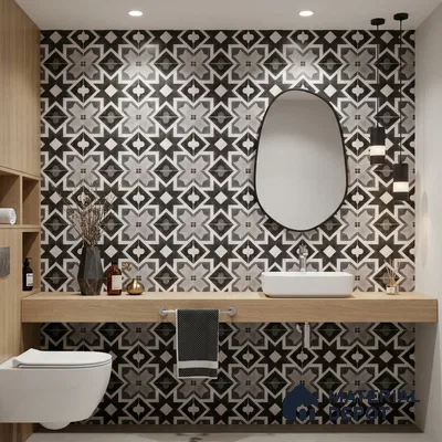 Multifired Moroccan Floor & Wall Tile TL 07956 E Andes Ash 12 x 12 inch Vitrified Matte Finish - 9 mm | Suitable for Living Room, Bathroom, Kitchen & Backsplash