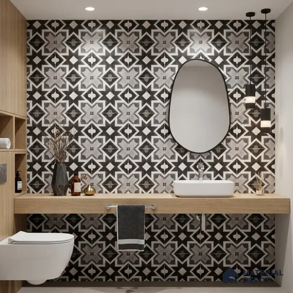 Multifired Moroccan Floor & Wall Tile TL 07956 E Andes Ash 12 x 12 inch Vitrified Matte Finish - 9 mm | Suitable for Living Room, Bathroom, Kitchen & Backsplash