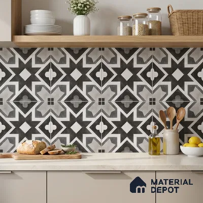 Multifired Moroccan Floor & Wall Tile TL 07956 E Andes Ash 12 x 12 inch Vitrified Matte Finish - 9 mm | Suitable for Living Room, Bathroom, Kitchen & Backsplash