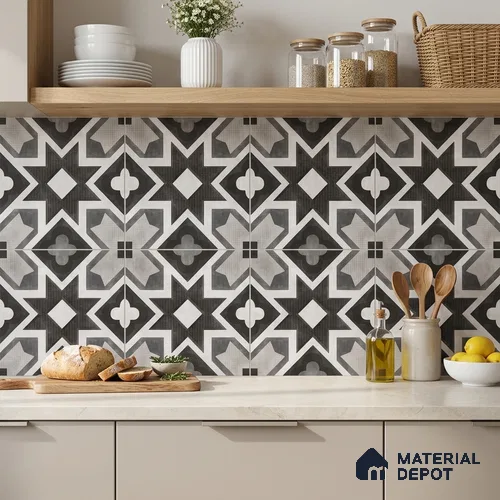 Multifired Moroccan Floor & Wall Tile TL 07956 E Andes Ash 12 x 12 inch Vitrified Matte Finish - 9 mm | Suitable for Living Room, Bathroom, Kitchen & Backsplash