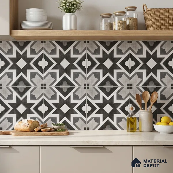Multifired Moroccan Floor & Wall Tile TL 07956 E Andes Ash 12 x 12 inch Vitrified Matte Finish - 9 mm | Suitable for Living Room, Bathroom, Kitchen & Backsplash