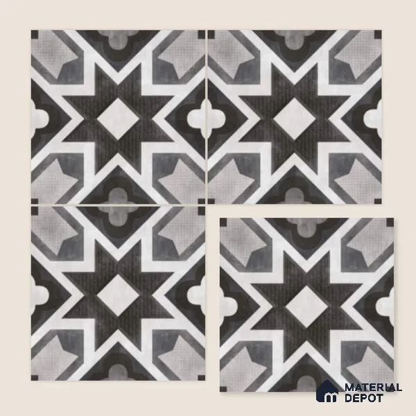 Multifired Moroccan Floor & Wall Tile TL 07956 E Andes Ash 12 x 12 inch Vitrified Matte Finish - 9 mm | Suitable for Living Room, Bathroom, Kitchen & Backsplash