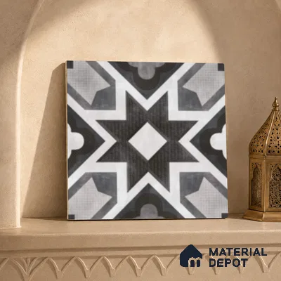 Multifired Moroccan Floor & Wall Tile TL 07956 E Andes Ash 12 x 12 inch Vitrified Matte Finish - 9 mm | Suitable for Living Room, Bathroom, Kitchen & Backsplash