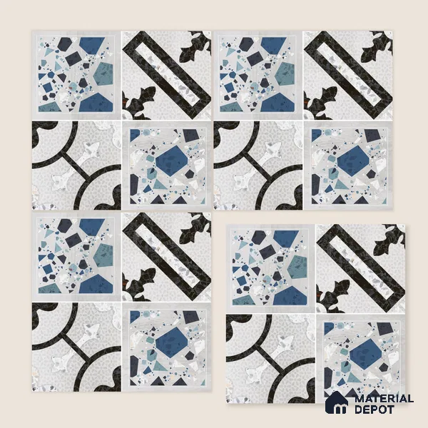 Multifired Moroccan Floor & Wall Tile TL 07956 F Cendre Alloy 12 x 12 inch Vitrified Matte Finish - 9 mm | Suitable for Living Room, Bathroom, Kitchen & Backsplash