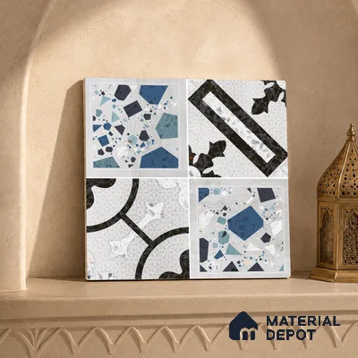 Multifired Moroccan Floor & Wall Tile TL 07956 F Cendre Alloy 12 x 12 inch Vitrified Matte Finish - 9 mm | Suitable for Living Room, Bathroom, Kitchen & Backsplash