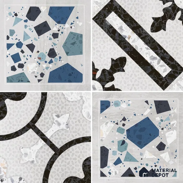 Multifired Moroccan Floor & Wall Tile TL 07956 F Cendre Alloy 12 x 12 inch Vitrified Matte Finish - 9 mm | Suitable for Living Room, Bathroom, Kitchen & Backsplash