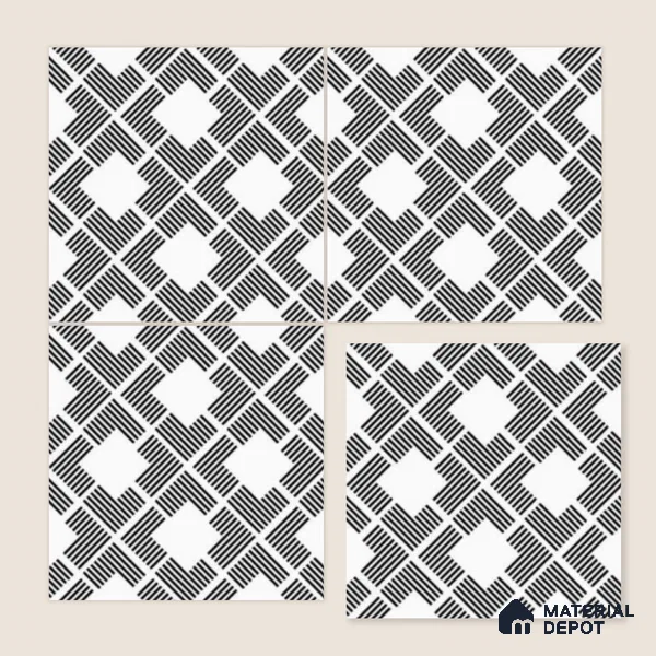 Multifired Moroccan Floor & Wall Tile TL 07959 G Zinc Whisper 12 x 12 inch Vitrified Matte Finish - 9 mm | Suitable for Living Room, Bathroom, Kitchen & Backsplash