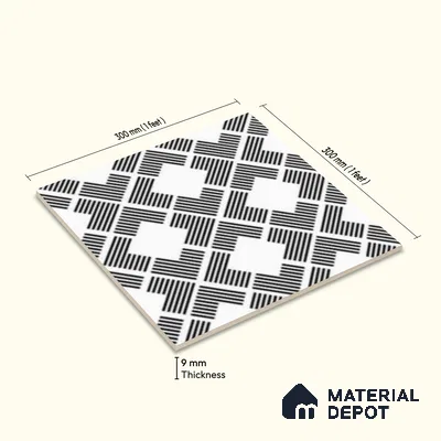 Multifired Moroccan Floor & Wall Tile TL 07959 G Zinc Whisper 12 x 12 inch Vitrified Matte Finish - 9 mm | Suitable for Living Room, Bathroom, Kitchen & Backsplash