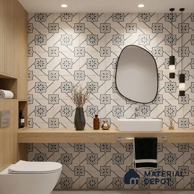 Multifired Moroccan Floor & Wall Tile TL 07956 Sevilla Smoke 12 x 12 inch Vitrified Matte Finish - 9 mm | Suitable for Living Room, Bathroom, Kitchen & Backsplash
