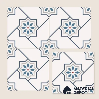Multifired Moroccan Floor & Wall Tile TL 07956 Sevilla Smoke 12 x 12 inch Vitrified Matte Finish - 9 mm | Suitable for Living Room, Bathroom, Kitchen & Backsplash