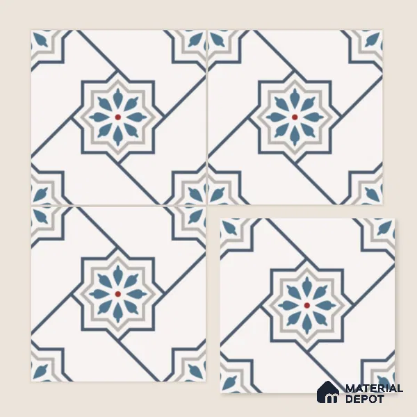 Multifired Moroccan Floor & Wall Tile TL 07956 Sevilla Smoke 12 x 12 inch Vitrified Matte Finish - 9 mm | Suitable for Living Room, Bathroom, Kitchen & Backsplash