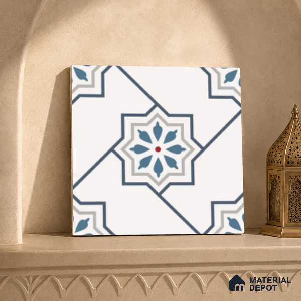 Multifired Moroccan Floor & Wall Tile TL 07956 Sevilla Smoke 12 x 12 inch Vitrified Matte Finish - 9 mm | Suitable for Living Room, Bathroom, Kitchen & Backsplash