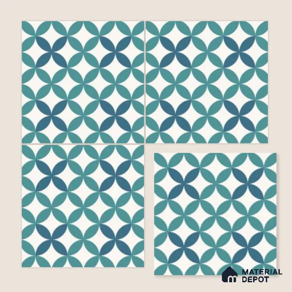 Multifired Moroccan Floor & Wall Tile TL 07957 Tyrrhenian Blue 12 x 12 inch Vitrified Matte Finish - 9 mm | Suitable for Living Room, Bathroom, Kitchen & Backsplash