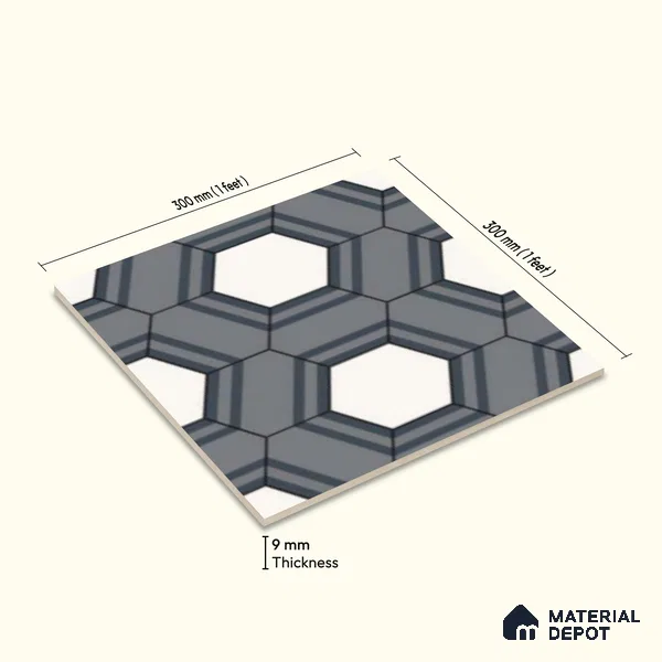 Multifired Moroccan Floor & Wall Tile TL 07960 Nocturne Pearl 12 x 12 inch Vitrified Matte Finish - 9 mm | Suitable for Living Room, Bathroom, Kitchen & Backsplash