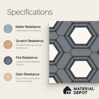 Multifired Moroccan Floor & Wall Tile TL 07960 Nocturne Pearl 12 x 12 inch Vitrified Matte Finish - 9 mm | Suitable for Living Room, Bathroom, Kitchen & Backsplash