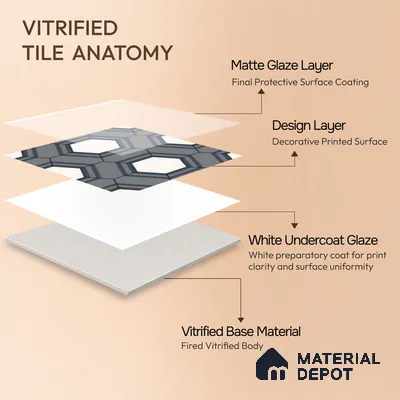 Multifired Moroccan Floor & Wall Tile TL 07960 Nocturne Pearl 12 x 12 inch Vitrified Matte Finish - 9 mm | Suitable for Living Room, Bathroom, Kitchen & Backsplash