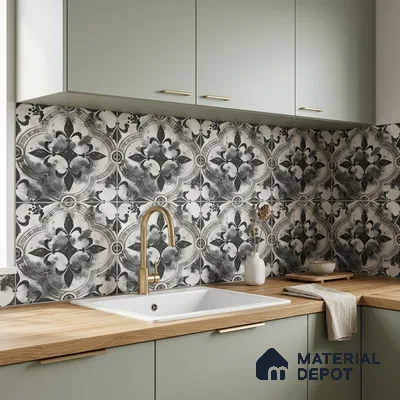 Multifired Moroccan Floor & Wall Tile TL 07961 Medina Mist 12 x 12 inch Vitrified Matte Finish - 9 mm | Suitable for Living Room, Bathroom, Kitchen & Backsplash