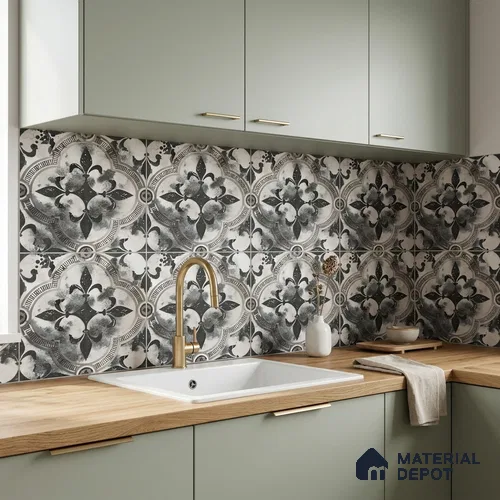 Multifired Moroccan Floor & Wall Tile TL 07961 Medina Mist 12 x 12 inch Vitrified Matte Finish - 9 mm | Suitable for Living Room, Bathroom, Kitchen & Backsplash