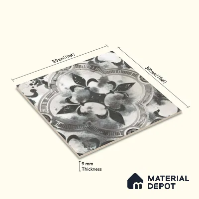 Multifired Moroccan Floor & Wall Tile TL 07961 Medina Mist 12 x 12 inch Vitrified Matte Finish - 9 mm | Suitable for Living Room, Bathroom, Kitchen & Backsplash