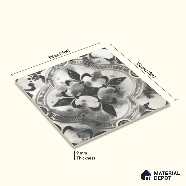 Multifired Moroccan Floor & Wall Tile TL 07961 Medina Mist 12 x 12 inch Vitrified Matte Finish - 9 mm | Suitable for Living Room, Bathroom, Kitchen & Backsplash
