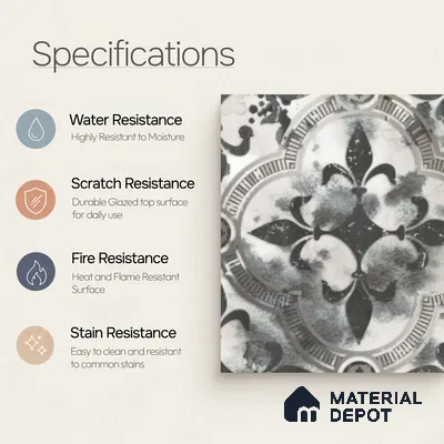 Multifired Moroccan Floor & Wall Tile TL 07961 Medina Mist 12 x 12 inch Vitrified Matte Finish - 9 mm | Suitable for Living Room, Bathroom, Kitchen & Backsplash