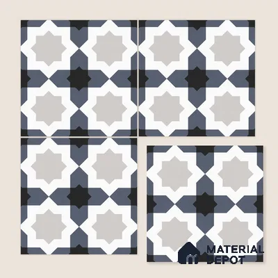 Multifired Moroccan Floor & Wall Tile TL 07962 Astral Denim 12 x 12 inch Vitrified Matte Finish - 9 mm | Suitable for Living Room, Bathroom, Kitchen & Backsplash