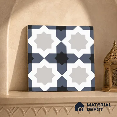 Multifired Moroccan Floor & Wall Tile TL 07962 Astral Denim 12 x 12 inch Vitrified Matte Finish - 9 mm | Suitable for Living Room, Bathroom, Kitchen & Backsplash