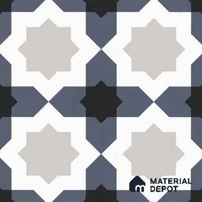 Multifired Moroccan Floor & Wall Tile TL 07962 Astral Denim 12 x 12 inch Vitrified Matte Finish - 9 mm | Suitable for Living Room, Bathroom, Kitchen & Backsplash