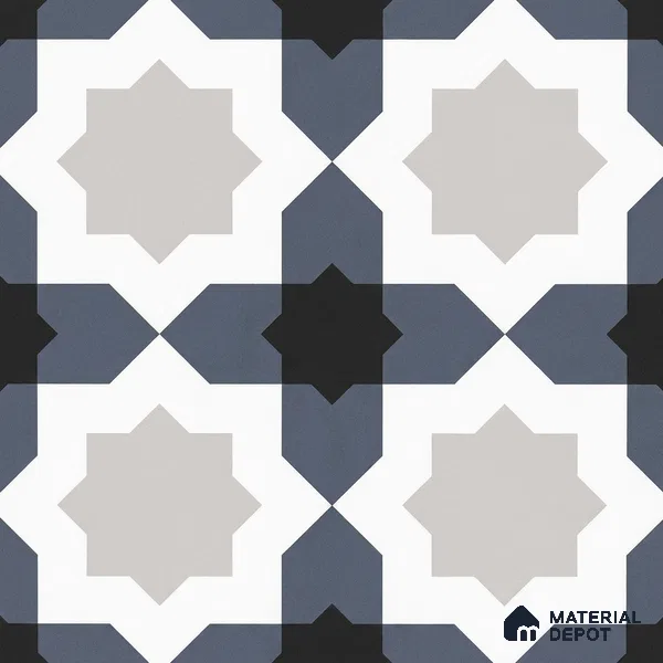 Multifired Moroccan Floor & Wall Tile TL 07962 Astral Denim 12 x 12 inch Vitrified Matte Finish - 9 mm | Suitable for Living Room, Bathroom, Kitchen & Backsplash