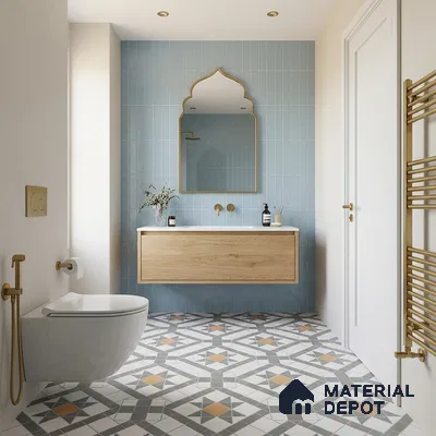 Floor Tile TL 07965 Tesco 1.3 ft x 1.3 ft Vitrified Matte Finish - 12 mm | Pattern Alignment May Vary | 2-3 mm Spacer is Mandatory