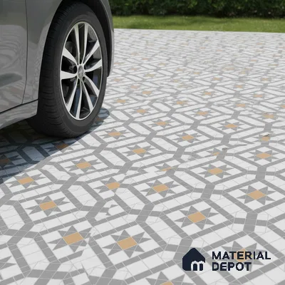 Floor Tile TL 07965 Tesco 1.3 ft x 1.3 ft Vitrified Matte Finish - 12 mm | Pattern Alignment May Vary | 2-3 mm Spacer is Mandatory