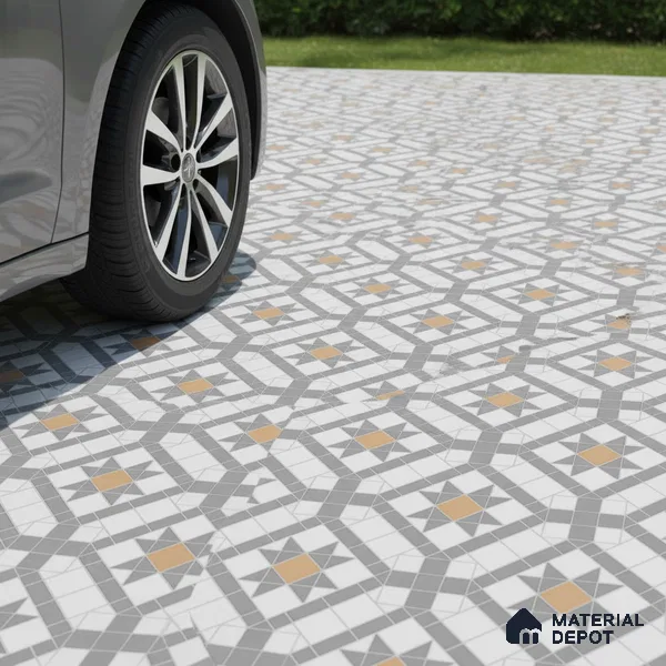 Floor Tile TL 07965 Tesco 1.3 ft x 1.3 ft Vitrified Matte Finish - 12 mm | Pattern Alignment May Vary | 2-3 mm Spacer is Mandatory