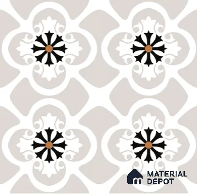 Moroccan Floor & Wall Tile TL 07967 Fileto Grey 2 ft x 2 ft Vitrified Matte Finish - 9 mm | Suitable For Kitchen Backsplash, Bathroom, Dining Area | Please Expect a Slight Variation of Pattern