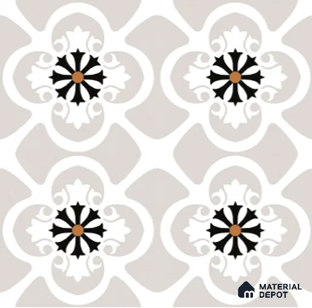 Moroccan Floor & Wall Tile TL 07967 Fileto Grey 2 ft x 2 ft Vitrified Matte Finish - 9 mm | Suitable For Kitchen Backsplash, Bathroom, Dining Area | Please Expect a Slight Variation of Pattern