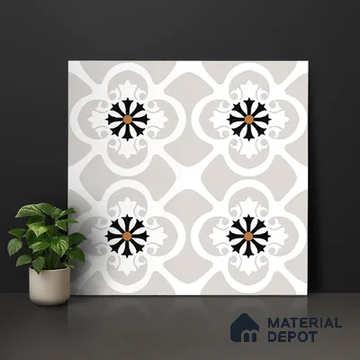 Moroccan Floor & Wall Tile TL 07967 Fileto Grey 2 ft x 2 ft Vitrified Matte Finish - 9 mm | Suitable For Kitchen Backsplash, Bathroom, Dining Area | Please Expect a Slight Variation of Pattern