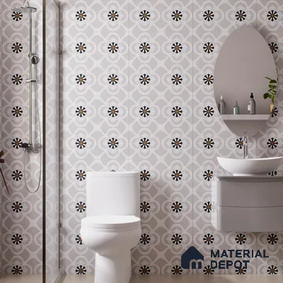 Moroccan Floor & Wall Tile TL 07967 Fileto Grey 2 ft x 2 ft Vitrified Matte Finish - 9 mm | Suitable For Kitchen Backsplash, Bathroom, Dining Area | Please Expect a Slight Variation of Pattern