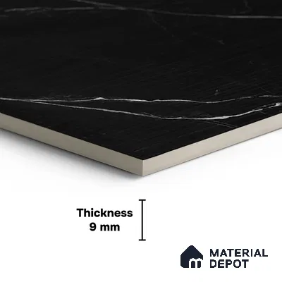 Marble Nero Marquina Wall & Floor Tile TL 07976 Jet Black 4 ft x 2 ft Matte Finish Vitrified Tile - 9 mm | Suitable For Living Room, Bedroom, Kitchen