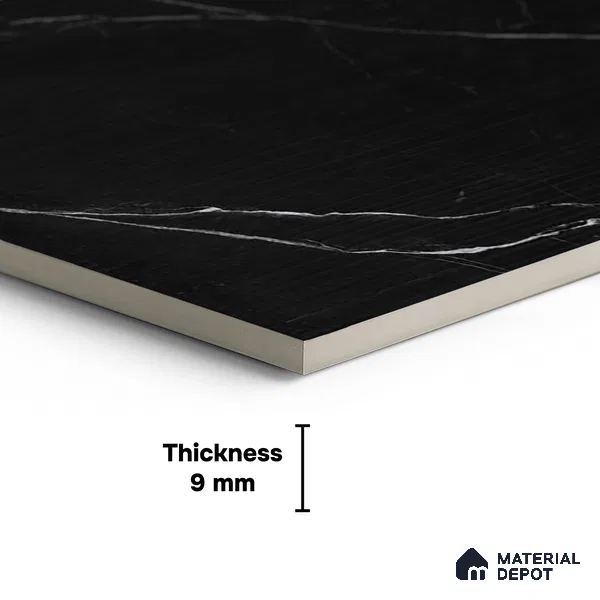 Marble Nero Marquina Wall & Floor Tile TL 07976 Jet Black 4 ft x 2 ft Matte Finish Vitrified Tile - 9 mm | Suitable For Living Room, Bedroom, Kitchen