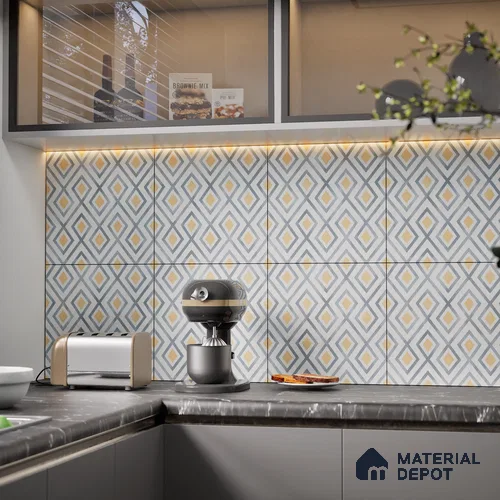 Moroccan Wall & Floor Tile TL 08011 Ashen Drift 1 ft x 1 ft Ceramic Matte Finish - 9 mm | Suitable for Bathroom, Kitchen, Balcony | Please Expect a Slight Variation of Pattern