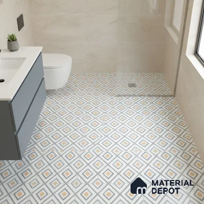 Moroccan Wall & Floor Tile TL 08011 Ashen Drift 1 ft x 1 ft Vitrified Matte Finish - 9 mm | Suitable for Bathroom, Kitchen, Balcony | Please Expect a Slight Variation of Pattern
