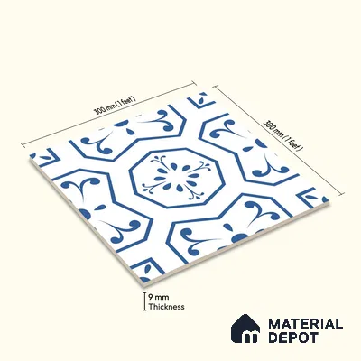 Moroccan Wall & Floor Tile TL 08012 Zenith Taupe White 1 ft x 1 ft Porcelain Matte Finish - 9 mm | Suitable for Bathroom, Kitchen, Balcony | Please Expect a Slight Variation of Pattern