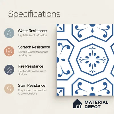 Moroccan Wall & Floor Tile TL 08012 Zenith Taupe White 1 ft x 1 ft Porcelain Matte Finish - 9 mm | Suitable for Bathroom, Kitchen, Balcony | Please Expect a Slight Variation of Pattern
