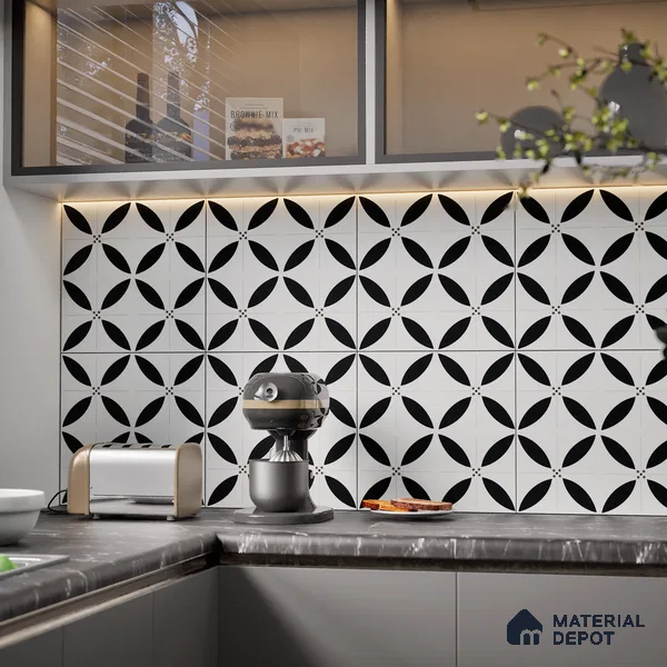 Moroccan Wall & Floor Tile TL 08013 Urban Clay Multi Colour 1 ft x 1 ft Ceramic Matte Finish - 9 mm | Suitable for Bathroom, Kitchen, Balcony | Please Expect a Slight Variation of Pattern