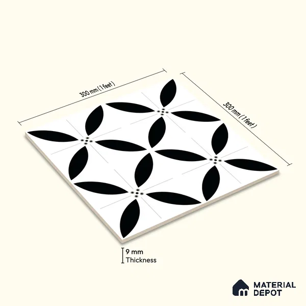 Moroccan Wall & Floor Tile TL 08013 Urban Clay Multi Colour 1 ft x 1 ft Porcelain Matte Finish - 9 mm | Suitable for Bathroom, Kitchen, Balcony | Please Expect a Slight Variation of Pattern