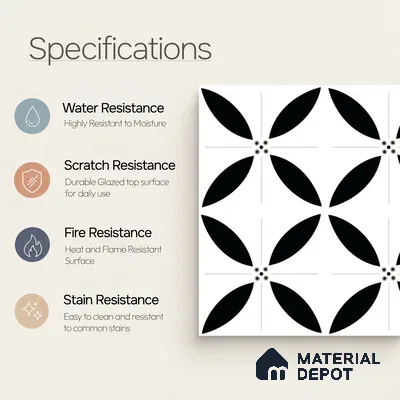 Moroccan Wall & Floor Tile TL 08013 Urban Clay Multi Colour 1 ft x 1 ft Porcelain Matte Finish - 9 mm | Suitable for Bathroom, Kitchen, Balcony | Please Expect a Slight Variation of Pattern