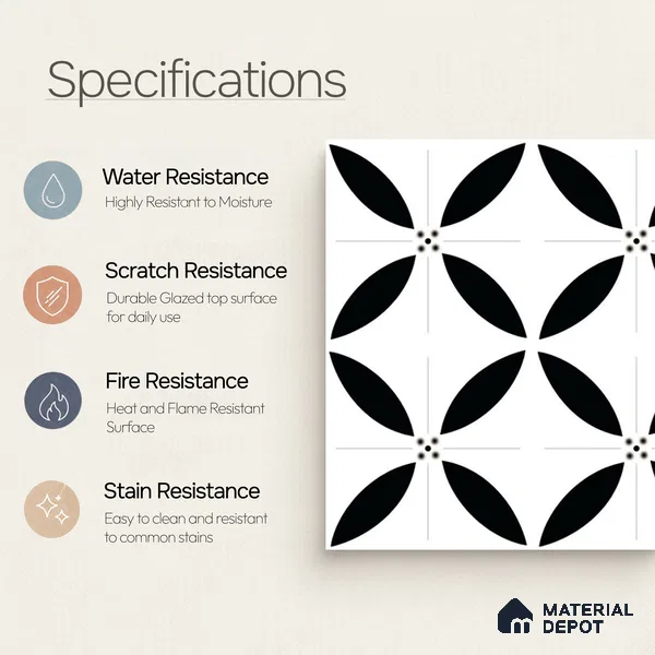 Moroccan Wall & Floor Tile TL 08013 Urban Clay Multi Colour 1 ft x 1 ft Porcelain Matte Finish - 9 mm | Suitable for Bathroom, Kitchen, Balcony | Please Expect a Slight Variation of Pattern