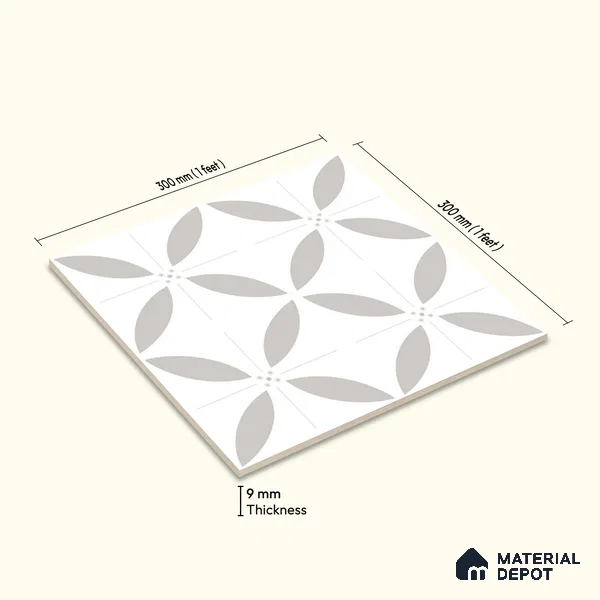 Moroccan Wall & Floor Tile TL 08014 Emberline Multi Colour 1 ft x 1 ft Porcelain Matte Finish - 9 mm | Suitable for Bathroom, Kitchen, Balcony | Please Expect a Slight Variation of Pattern