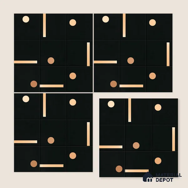 Moroccan Wall & Floor Tile TL 08016 Rockveil Grey Black 1 ft x 1 ft Porcelain Matte Finish - 9 mm | Suitable for Bathroom, Kitchen, Balcony | Please Expect a Slight Variation of Pattern